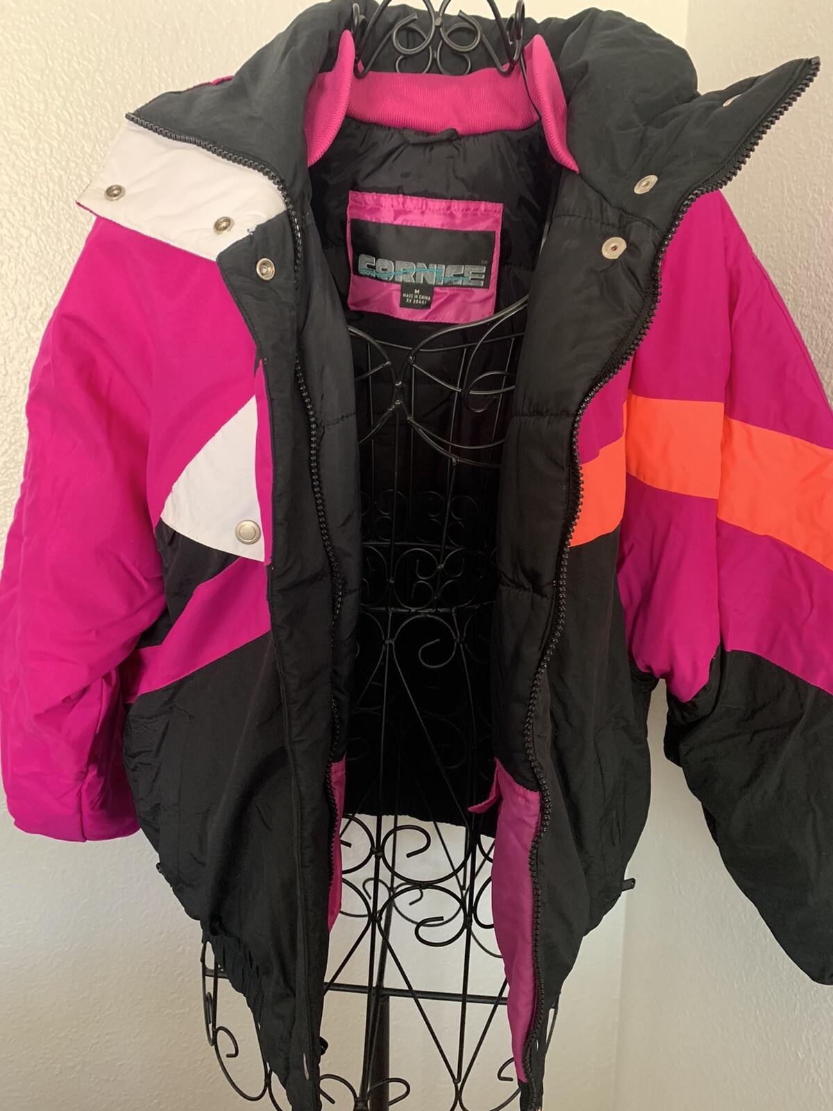 Cornice Womens Medium Windbreaker Winter Jacket Vintage Pink Coral Black Purple