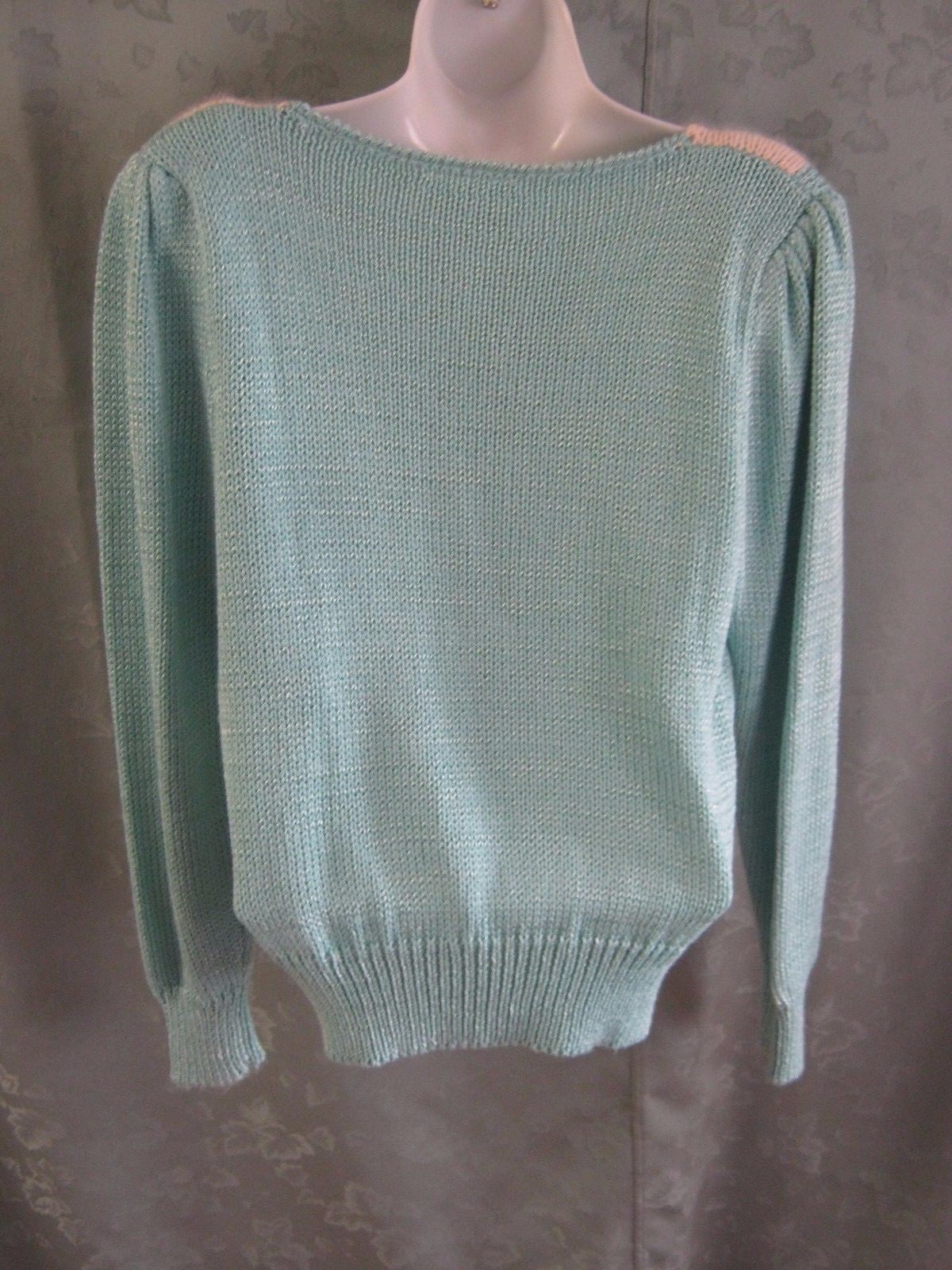 Vintage Lilly of California Sweater Size Large Green Textured Abstract