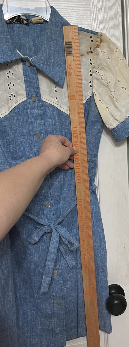 Denim 1960’s Dress Mr. Kolbert Retro Fashion Eyelet Lace Tie Mr. Kolbert Sz 11