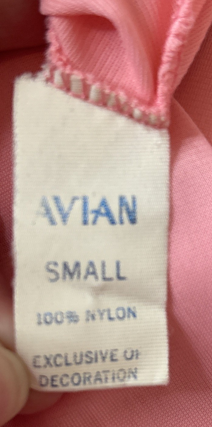 Vintage Avian Nylon Maxi Nightgown, Embroidered Cut Out, Pink, V Neck, Size S