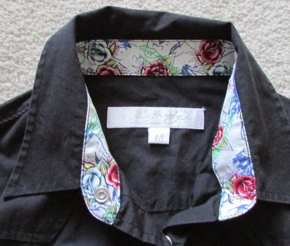 Ed Hardy Western Shirt Womens Medium Black