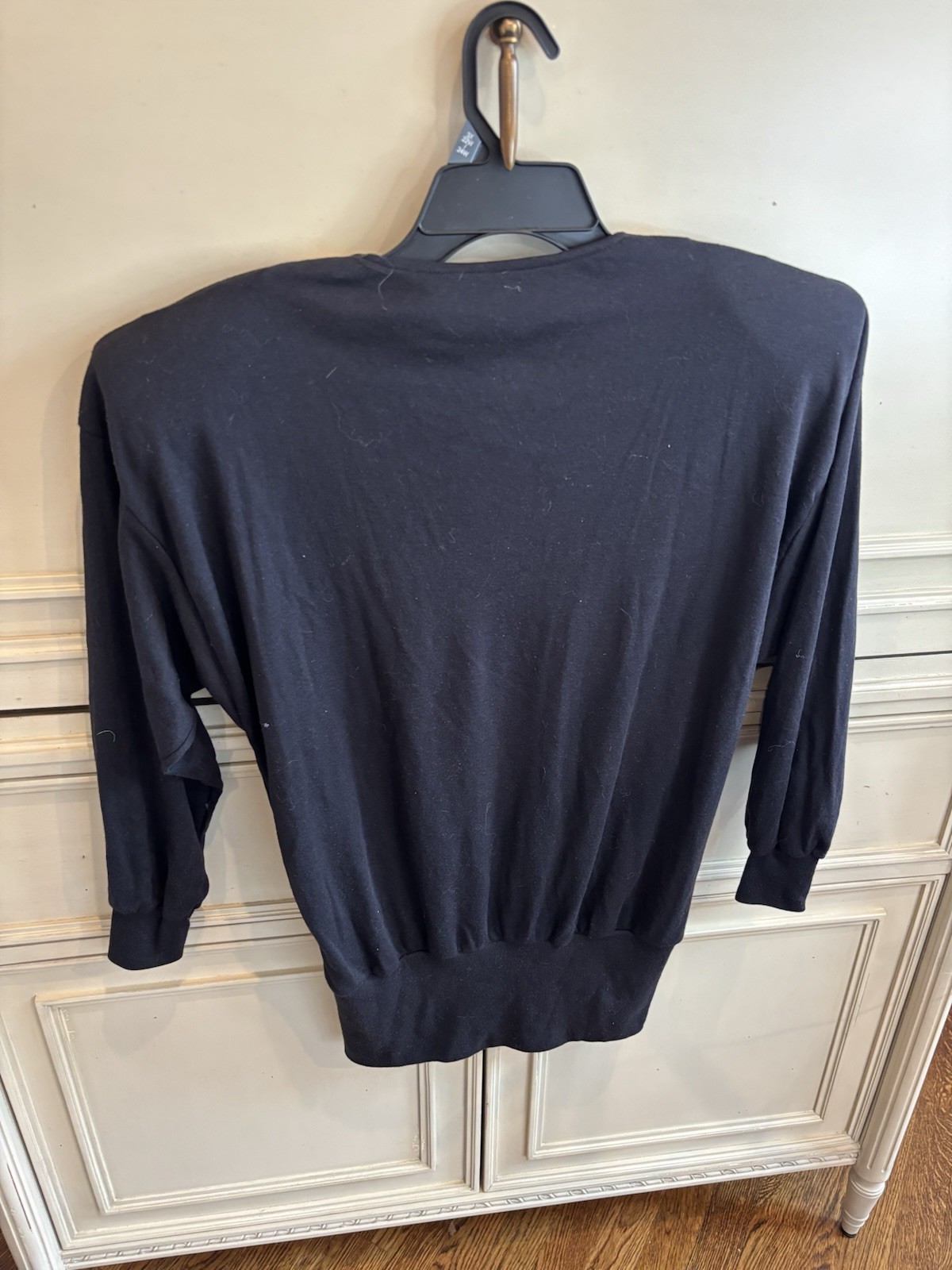 Bonnie Boerer Vintage 1990s Shoulder Pads Metallic Beaded Black Blouse Small Cot