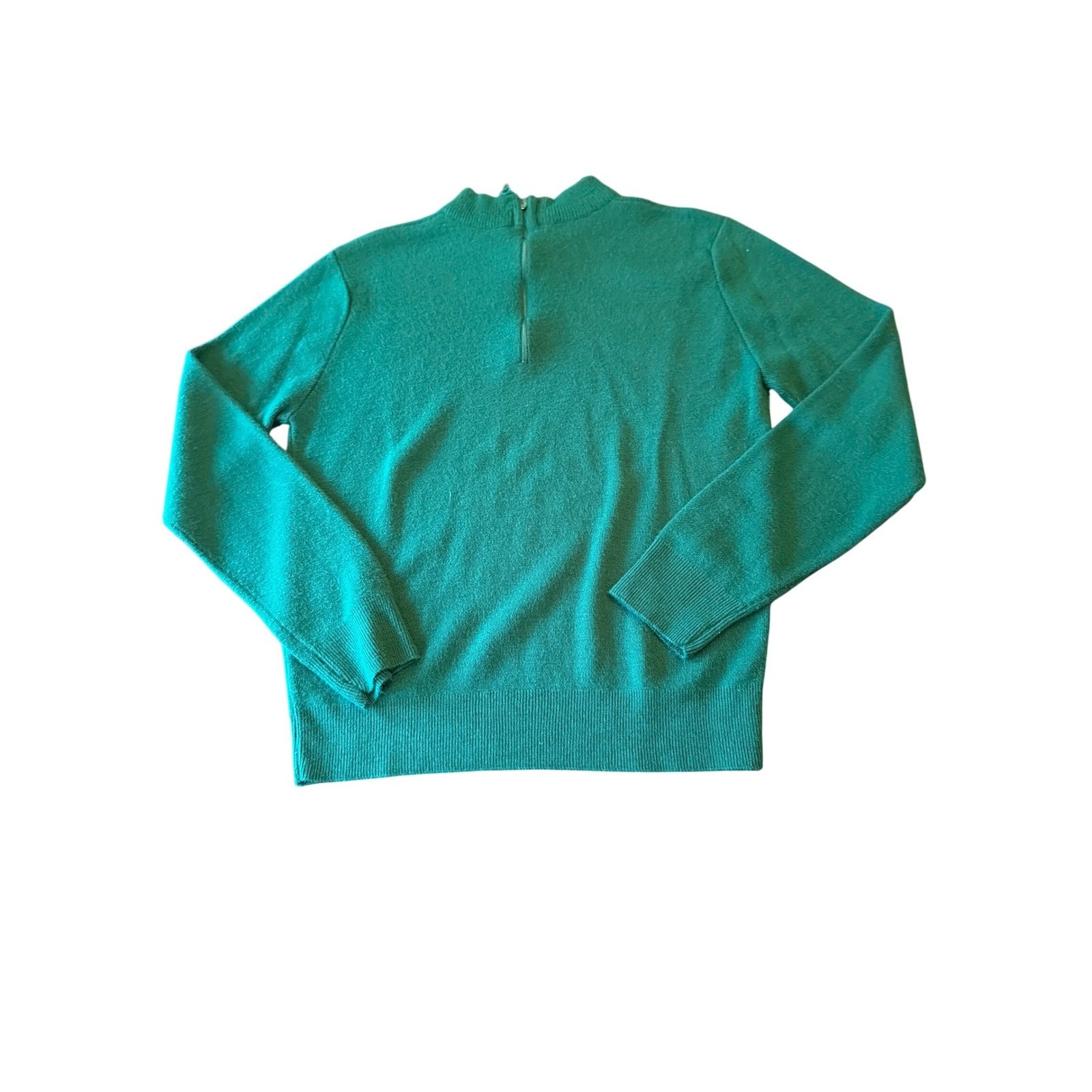 Sweetree Sweater Teal Green Vintage Mock Neck Orlon Acrylic Mod Back Zip Knit