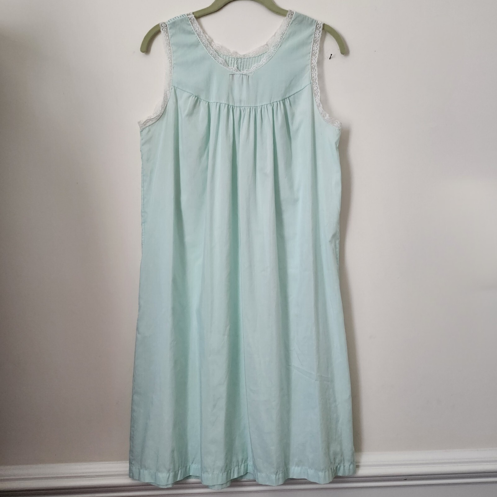 Vintage Barbizon Aqua Green Laced 2pc Robe & Sleeveless Nightgowns S/M