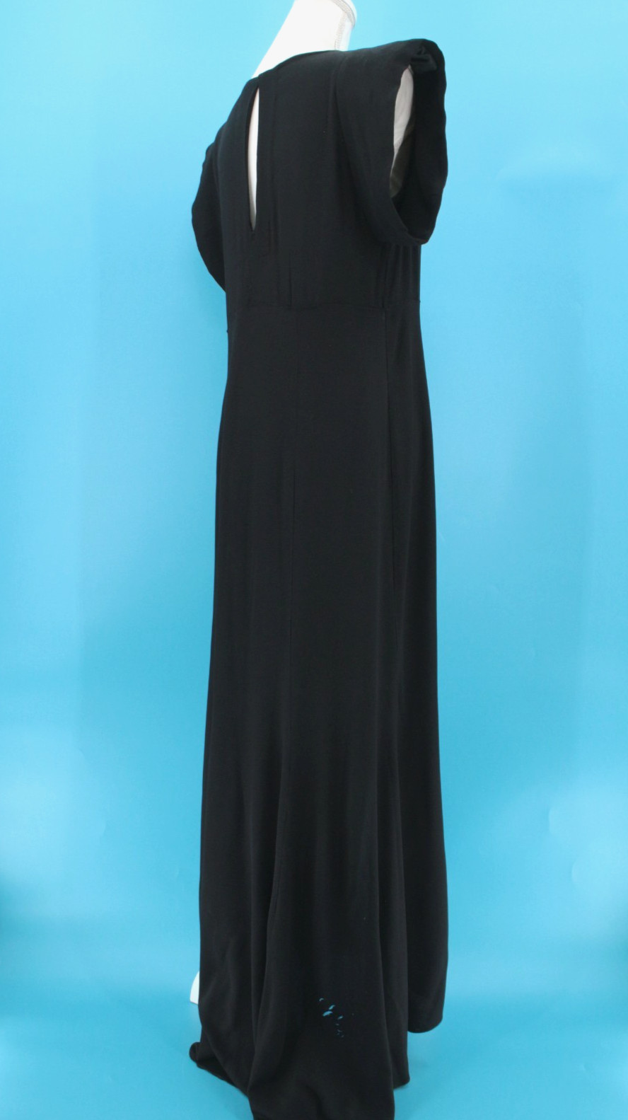 VTG Women’s 30s Black Rayon Beaded Front Maxi Dress / Gown Sz S/M 1930s