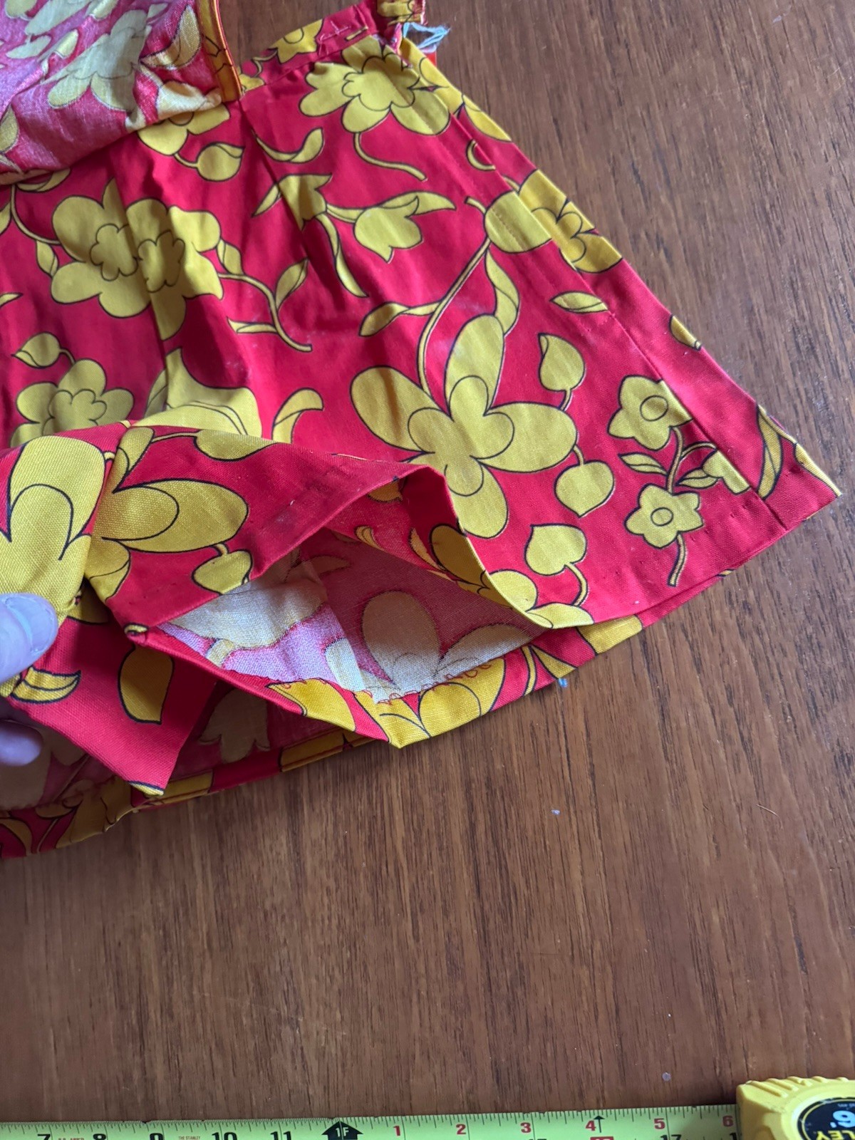 Vintage Flower Power Skort Skirt Red Yellow Hippie Mod Scooter New W/ Tags NOS