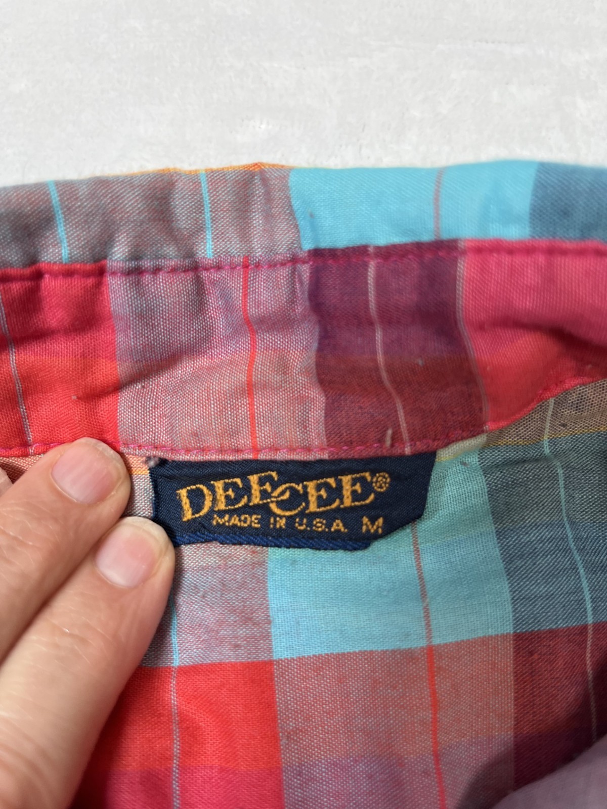 Vintage 80’s Dee Cee Rainbow PLAID Multicolor Button up shirt Medium
