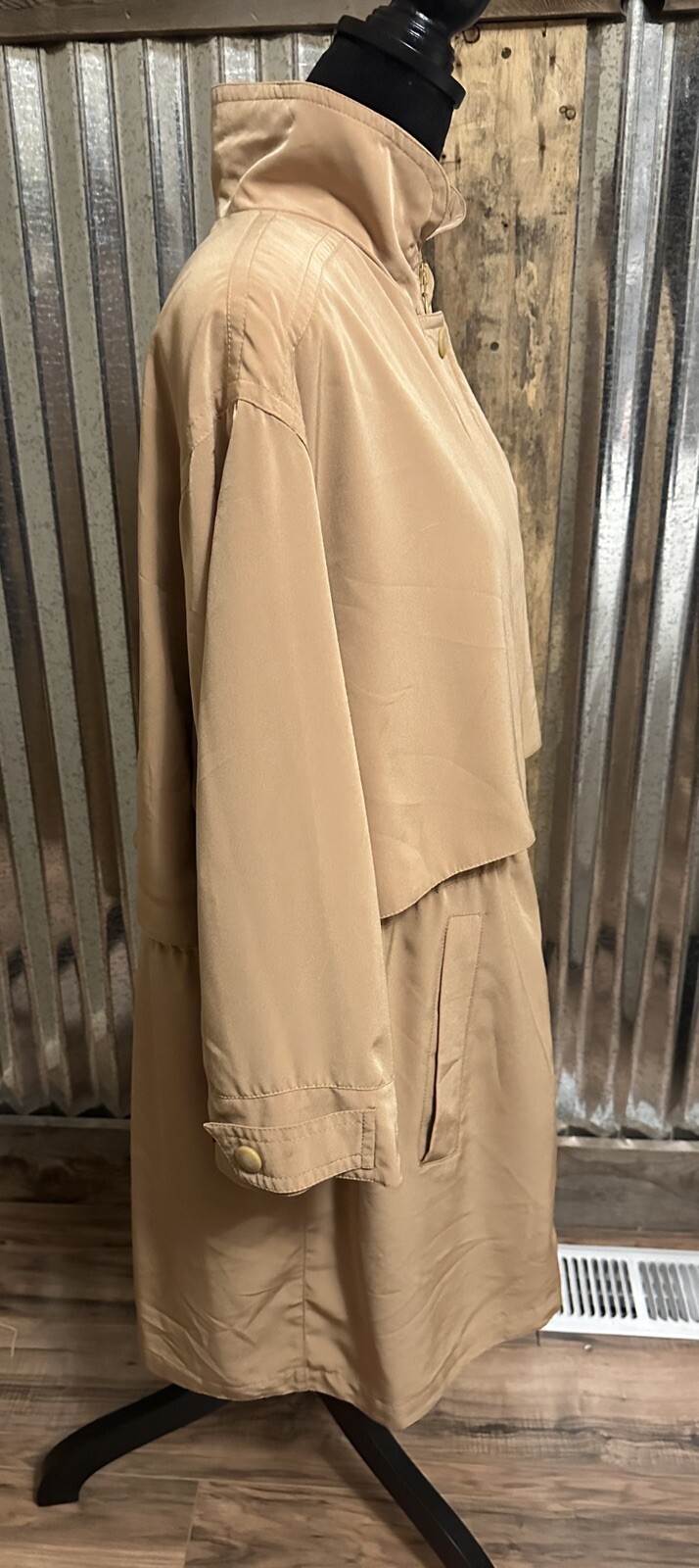 Vtg Misty Harbor Trench Rain Coat Jacket Womens Large Tan Lined classic Spy