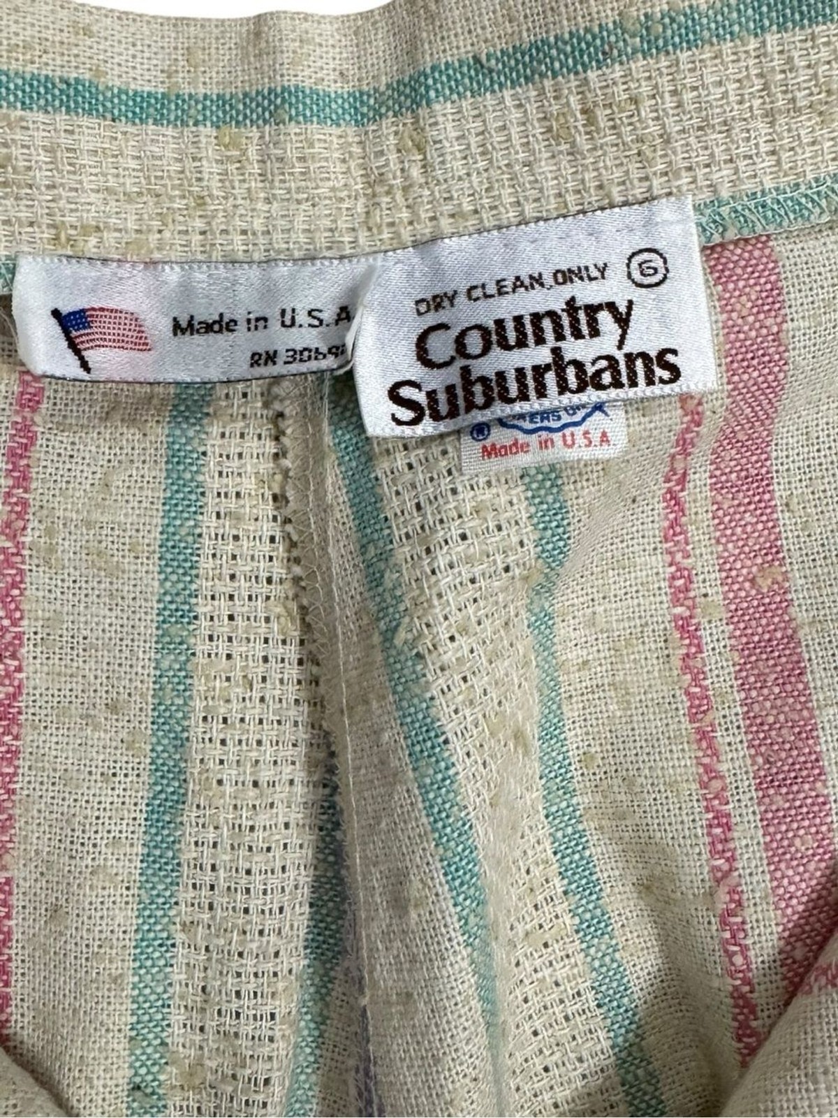 Vintage Country Suburbans Union Made Stripe Pants Size 6 High Rise Wide Leg USA