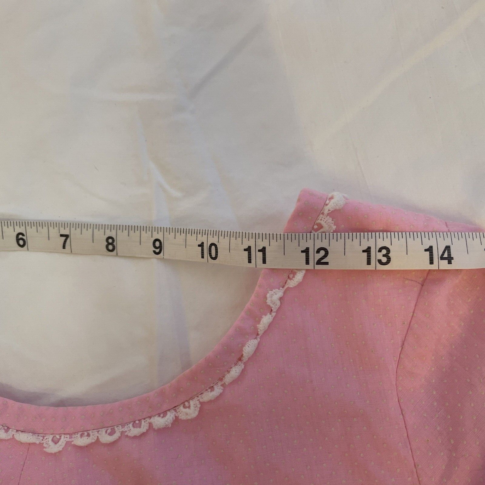Vintage Hawaiian McINERNY Maxi Dress Pink Dot Swiss Sheer 3/4 Sleeves Size 10