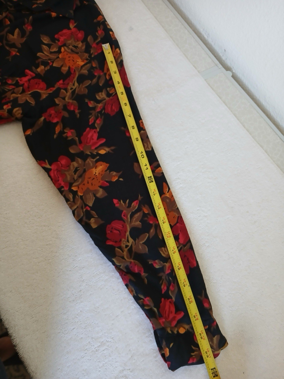 Vtg Judy Knapp 80’s 90’s Floral Long Sleeve Button up Shirt Black Red Orange L