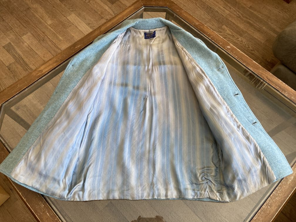 Vintage Pendleton Wool Womens Jacket Pockets Lined 2-Tone Blue Panelled 1960s