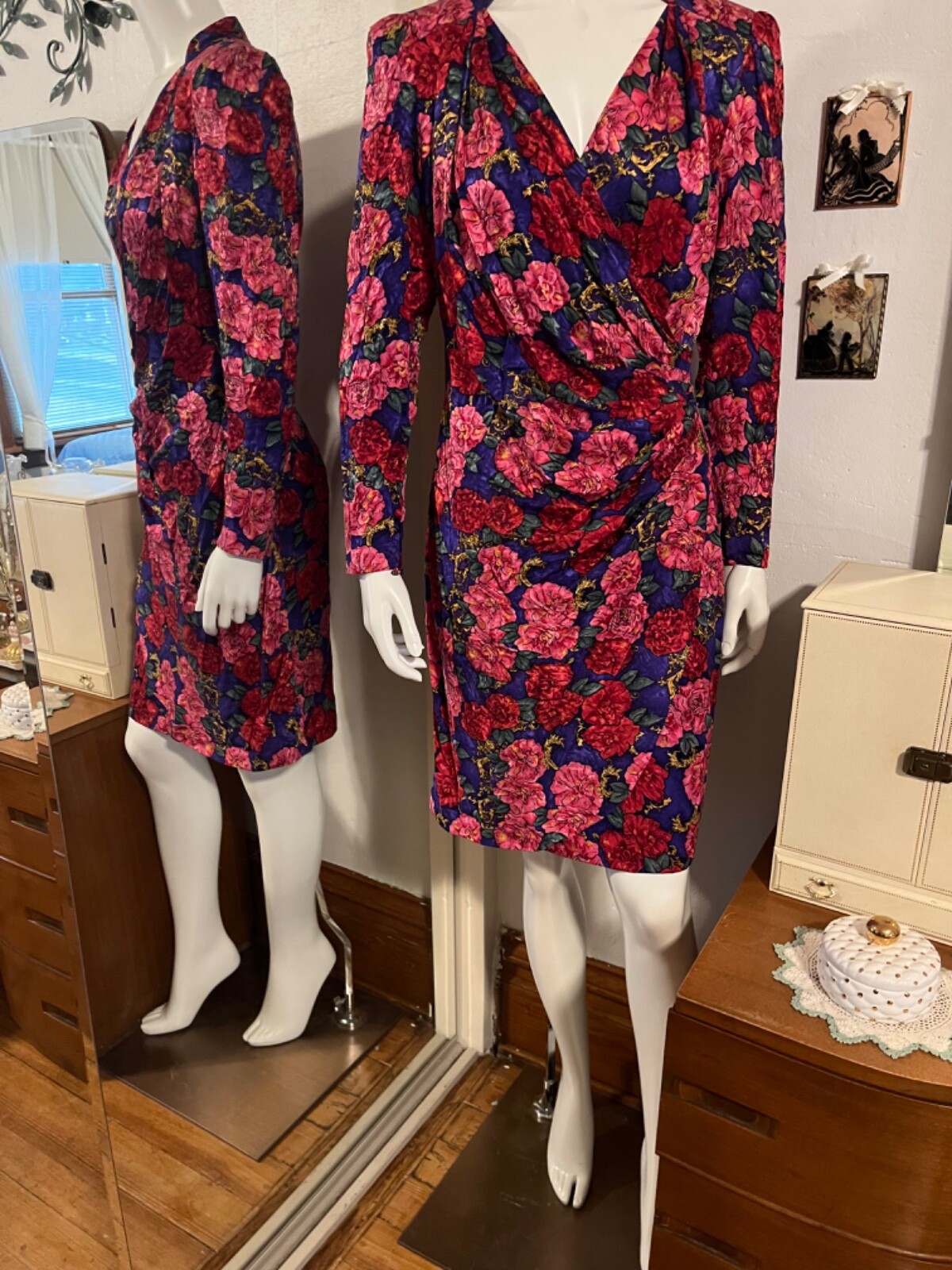 Vintage Silk Sheath Cocktail Dress-Silk Studio Brand- Size 6