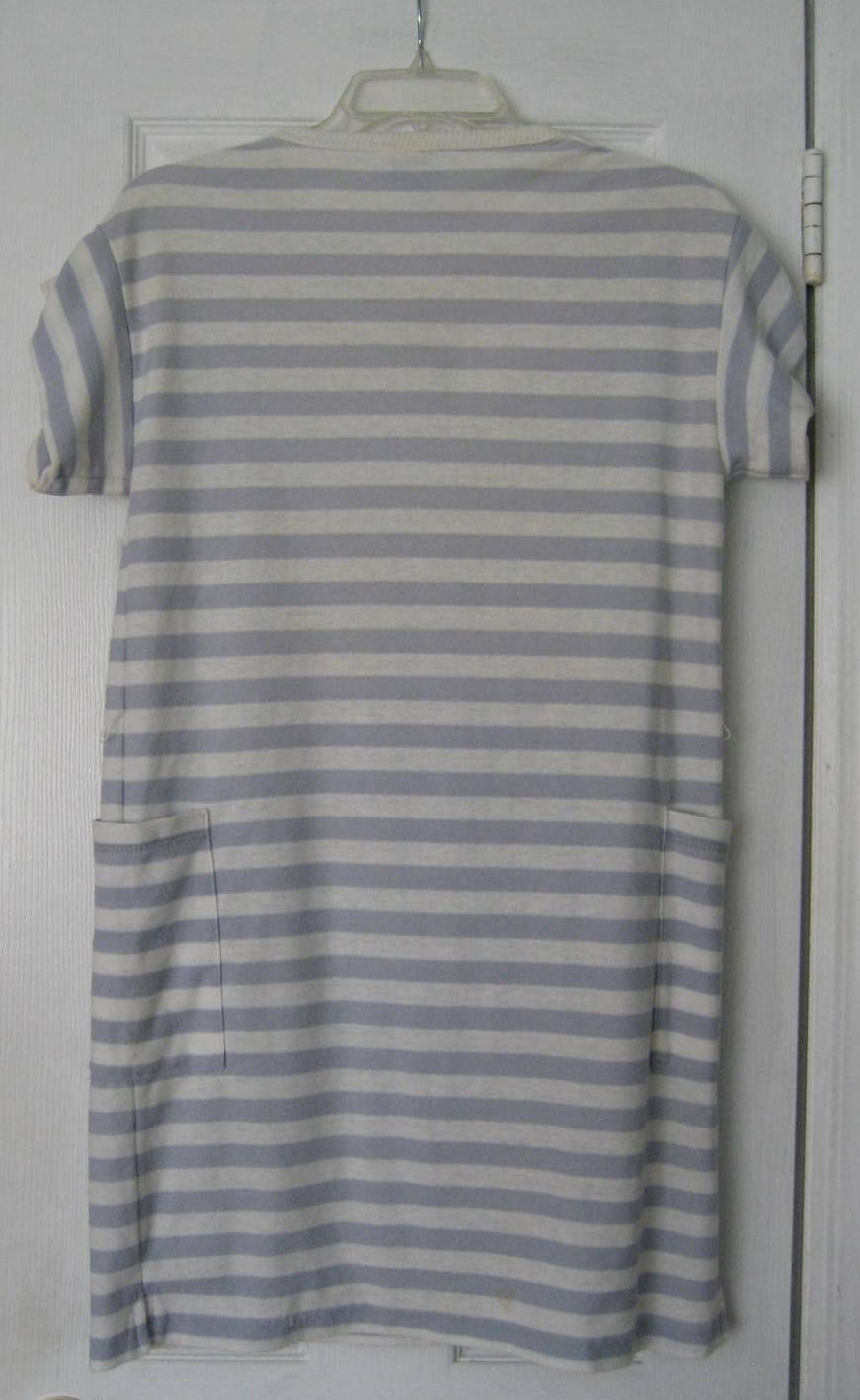 80s Bay Club By Catalina White & Light Gray Blue Stripe Tunic Mini Dress Sz S-M
