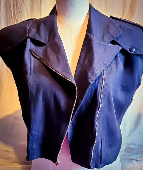 VTG 80s Cropped Cotton Motorcycle Jacket Style Top w/ Zip Front by Rampage M