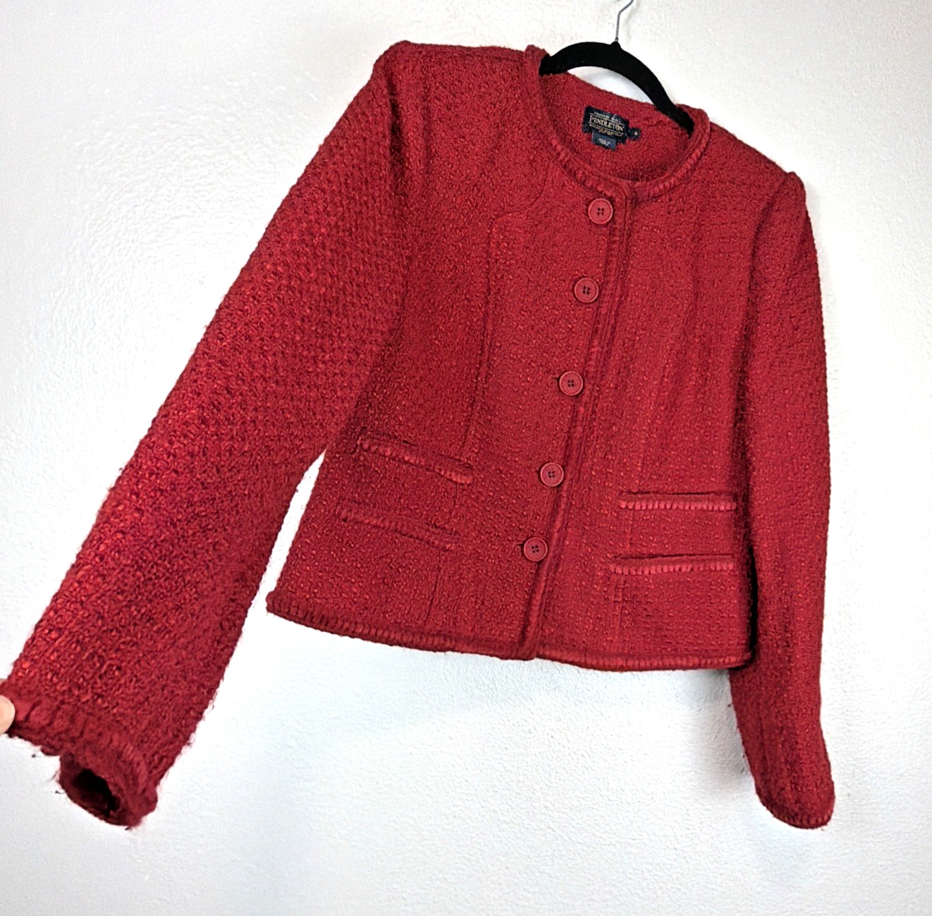 Pendleton Red Wool Blend Blazer Womens 8 Vintage Button Jacket Career Classic