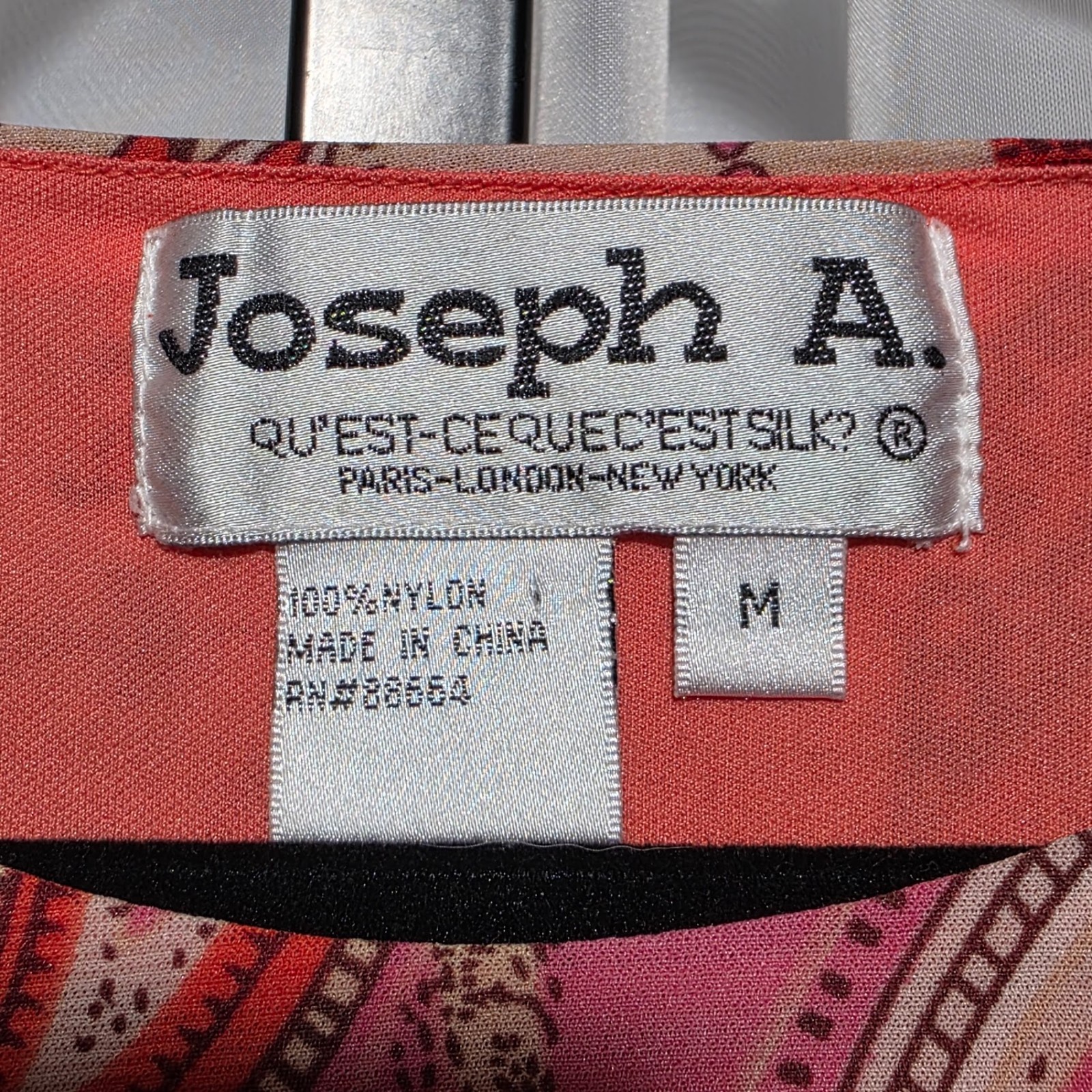 Vintage Joseph A. Y2K Patchwork Paisley Slinky Top Nylon Red Pink Medium