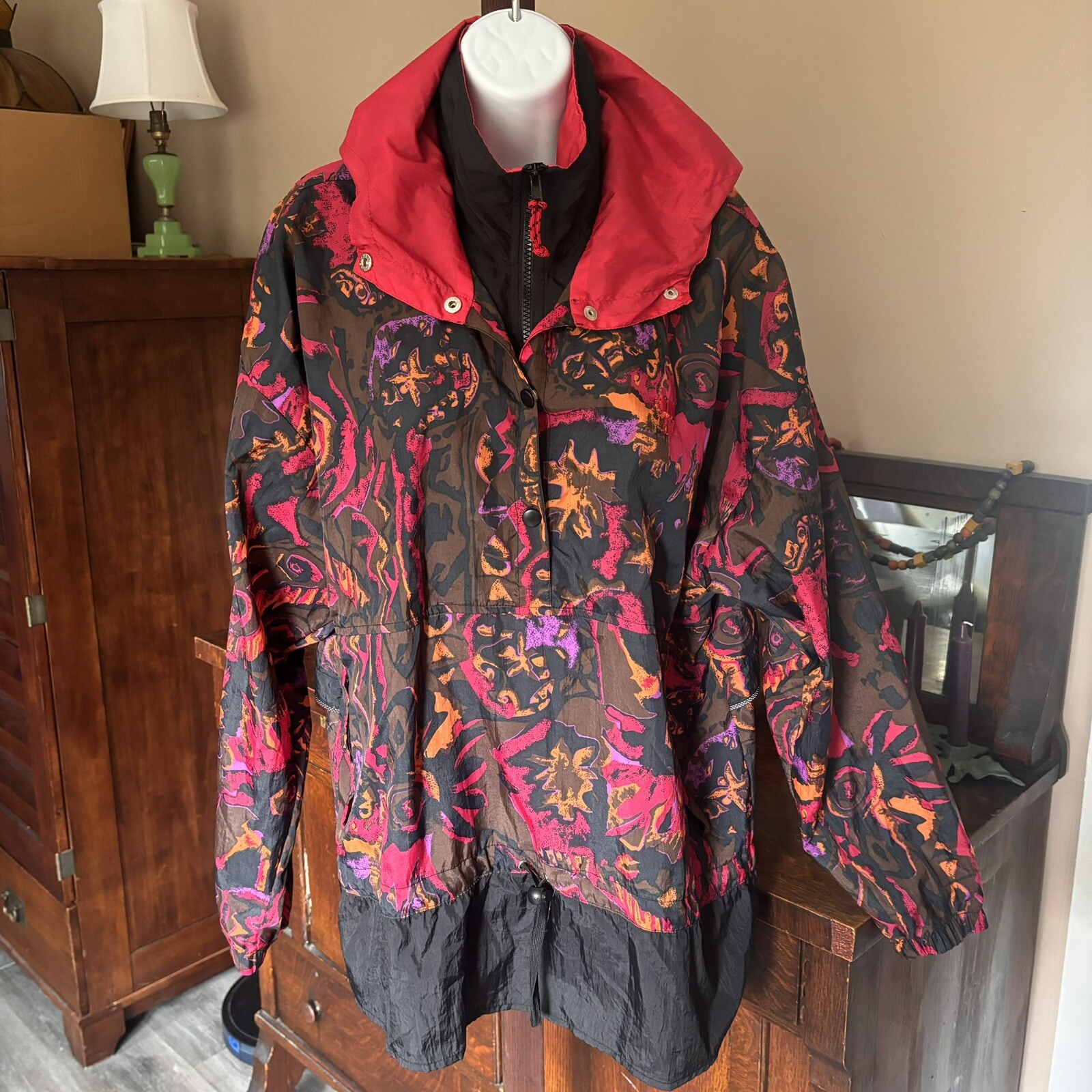 Vintage 90’s In Sport For Women Sz M Windbreaker W/hood Pullover Retro
