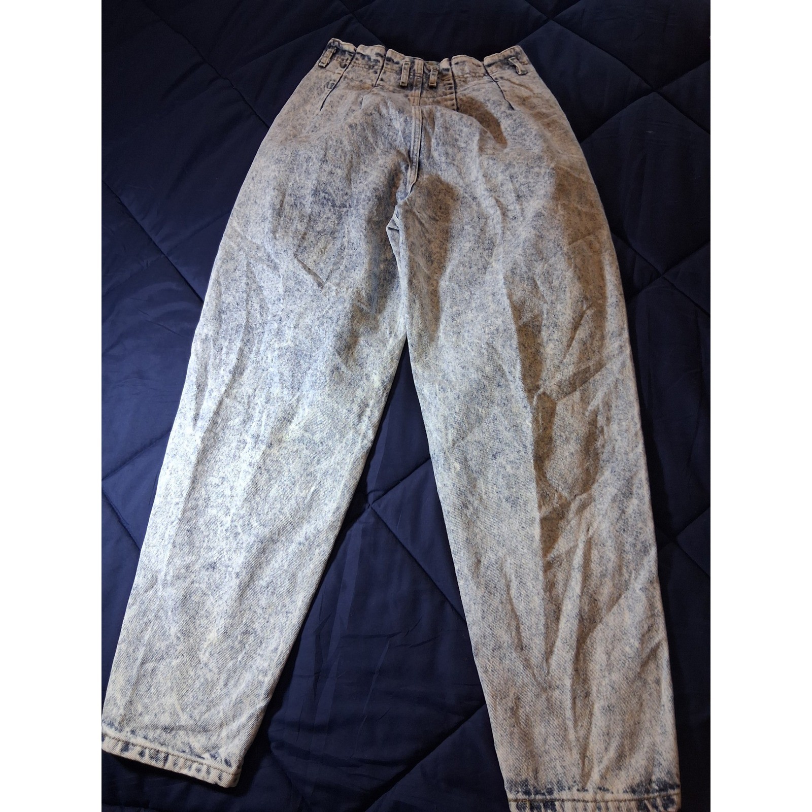 Vintage Lee Acid Wash High Waisted Pleated Mom Jeans 12 Med Blue Tapered 80s 90s