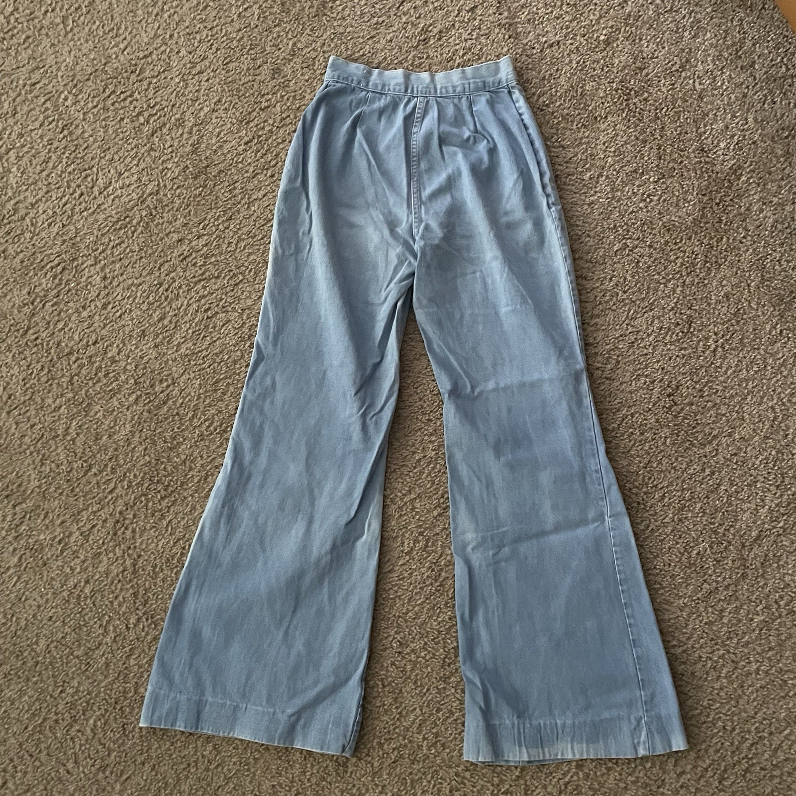 Vintage High Waisted Bell Bottoms Denim Jeans Rumble Seats by Wilkins Size 24×29