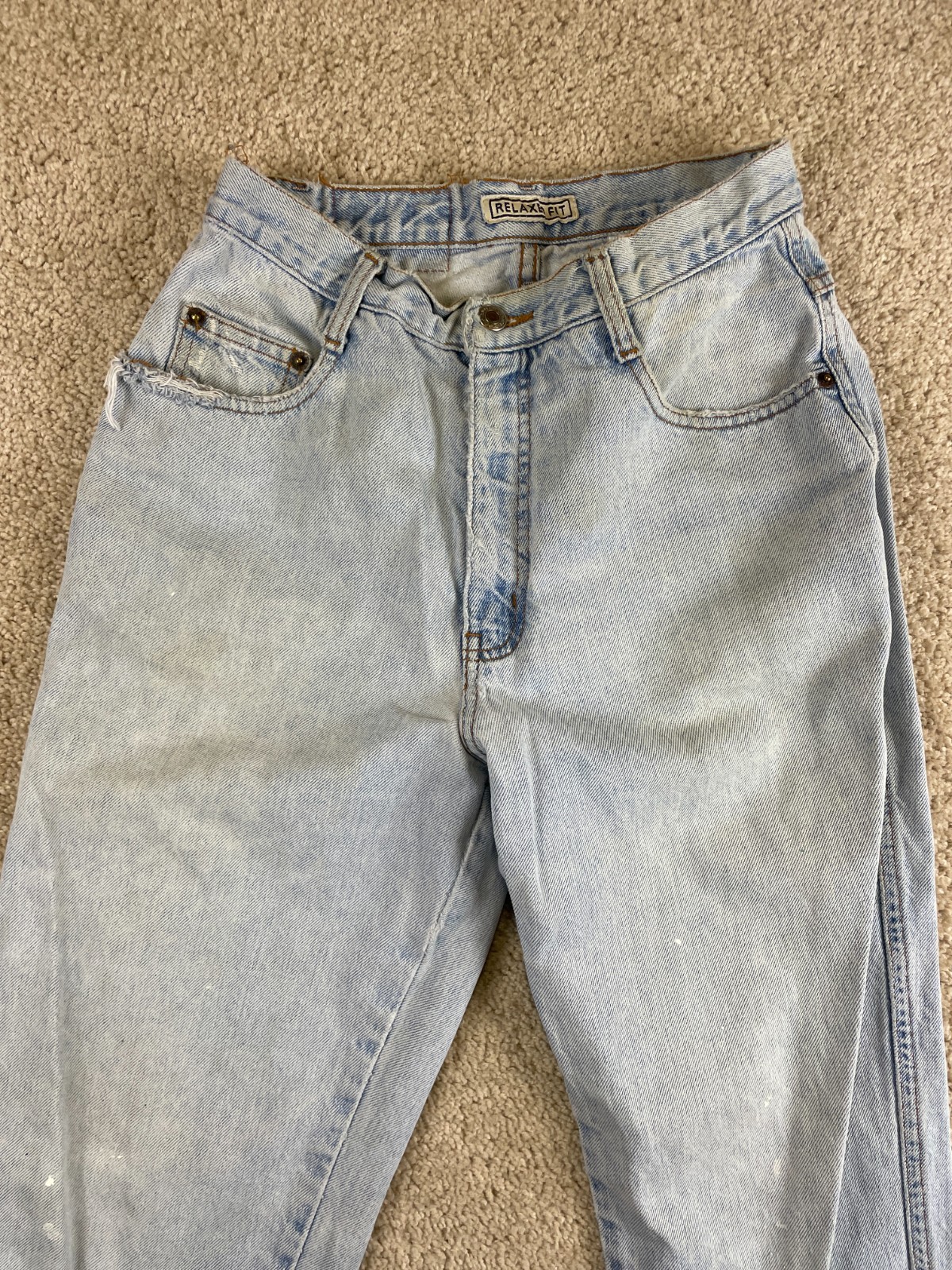 Vintage Relaxed Fit Jeans Womens 25×30 Denim Cotton Distressed High Waisted Blue