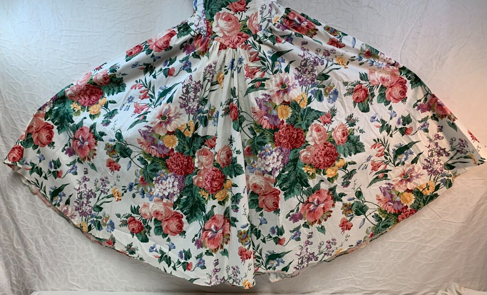 Vintage EXPO Floral Off-Shoulder Flare & Fit Midi Dress ~ 1980’s Garden Party