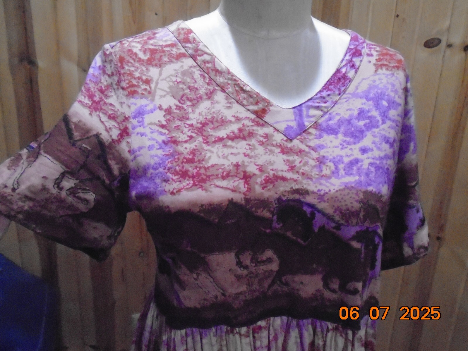 ONLY NECESSITES vintage dress with RUNNING HORSE detail 100% cotton size L LK NU