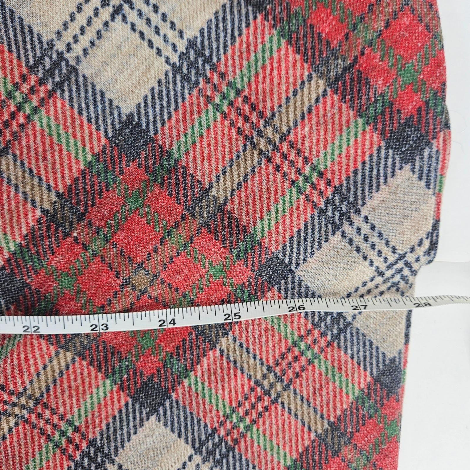 Vintage 70s 80s Plaid A-Line Skirt Red Green Tan High Waisted Midi USA Made M/L