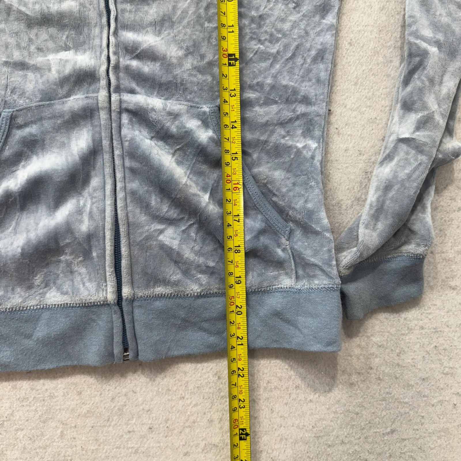 Vintage Juicy Couture Women’s Heather Blue Velour Full Zip Hoodie Preppy Size S