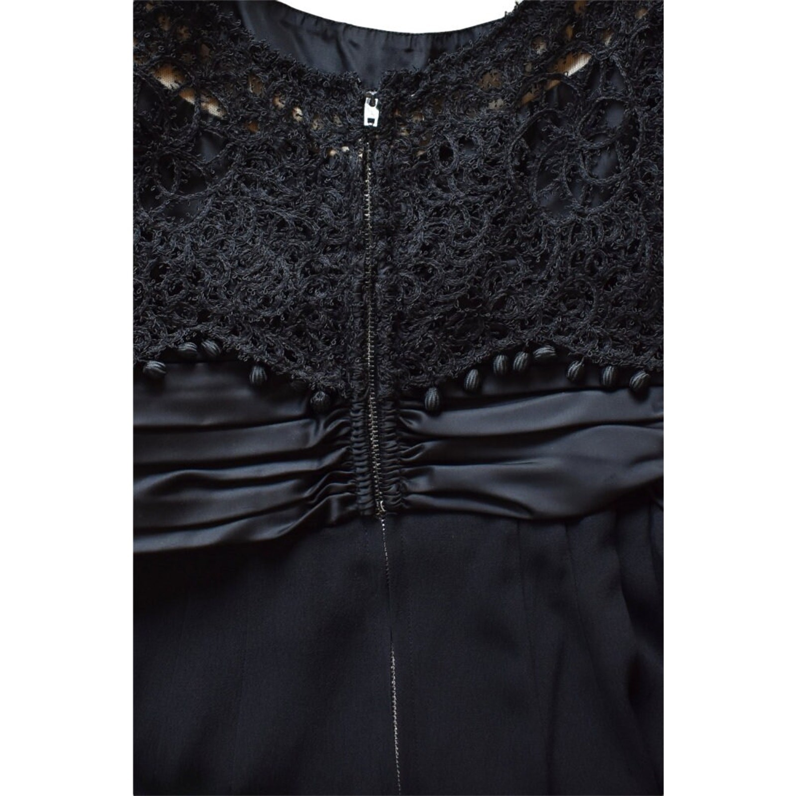 Vintage 50s Carlye Cocktail Dress, Black Lace Rayon Crepe Wiggle Dress, XXS 2XS