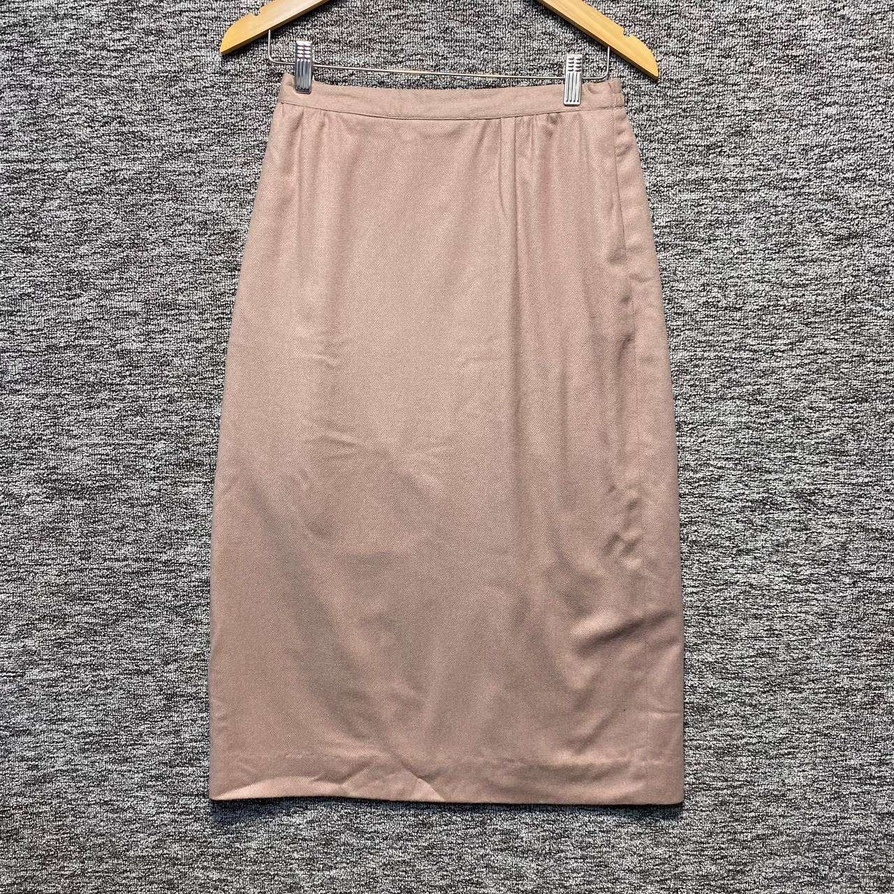 Barclay Square Pencil Skirt Women 9/10 Taupe Wool Blend Pleated Vintage 90s