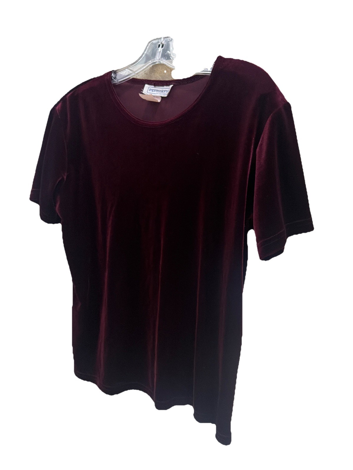 Vintage Impressions of California Top Women’s M Burgundy Wine Velvet Stretch