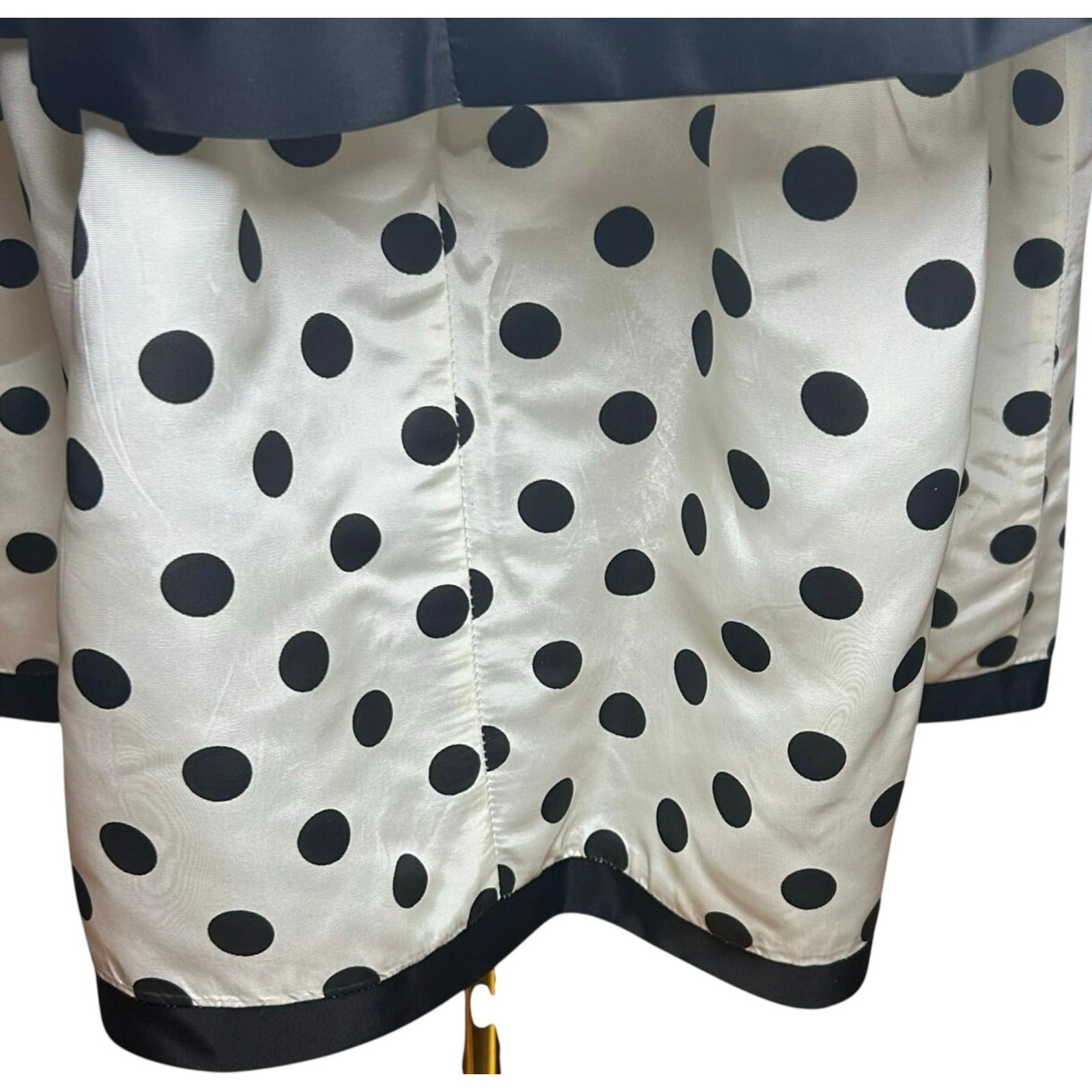 VTG 80s Stop Staring! Polka Dot B&W Medium Tiered Drop Waist Dress Rockabilly