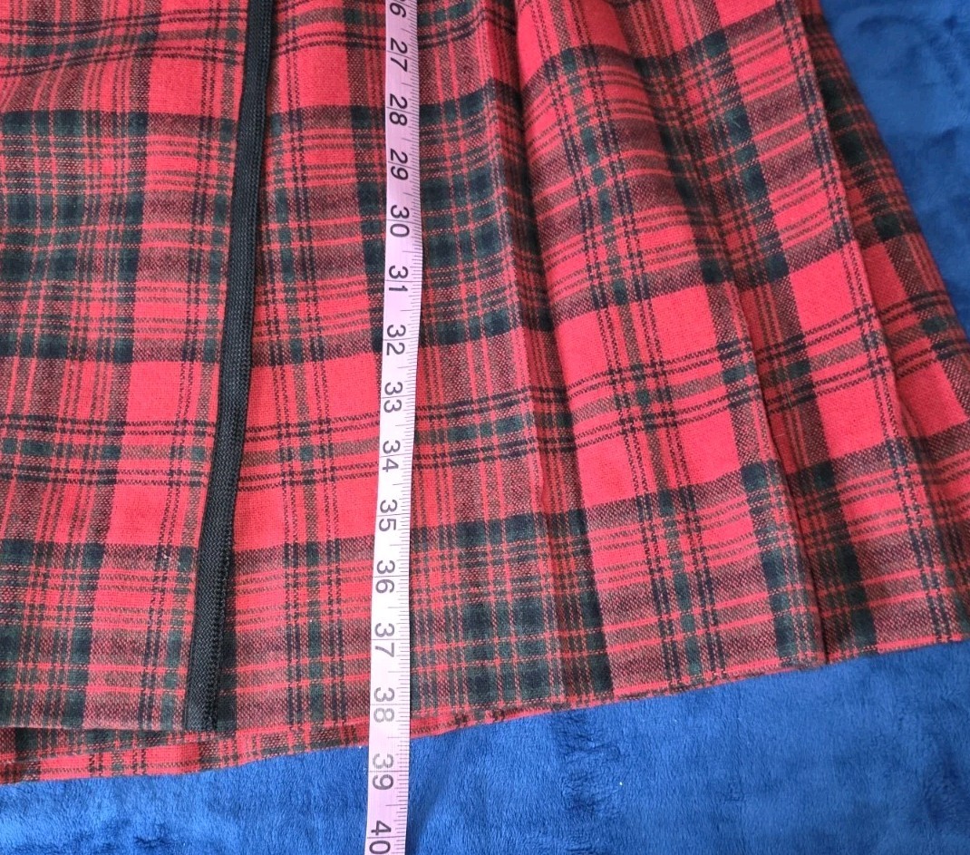 Vintage Century of Boston Plaid Skirt Womens Red Pleated Maxi A Line Size 14
