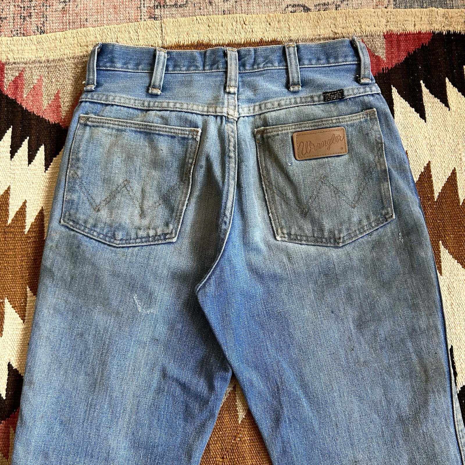 Vintage 1960s 70s Wrangler Boot Cut Distressed Jeans Sz 27 x 30