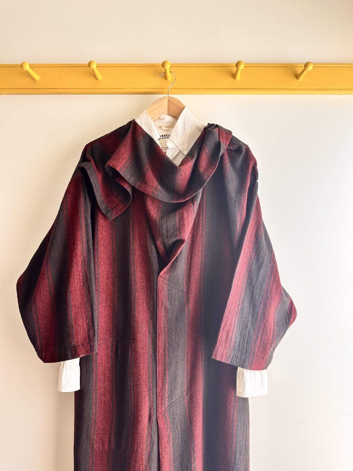 PLANTATION x Issey Miyake vintage 80s bold stripe scarf cowl neck smock dress OS