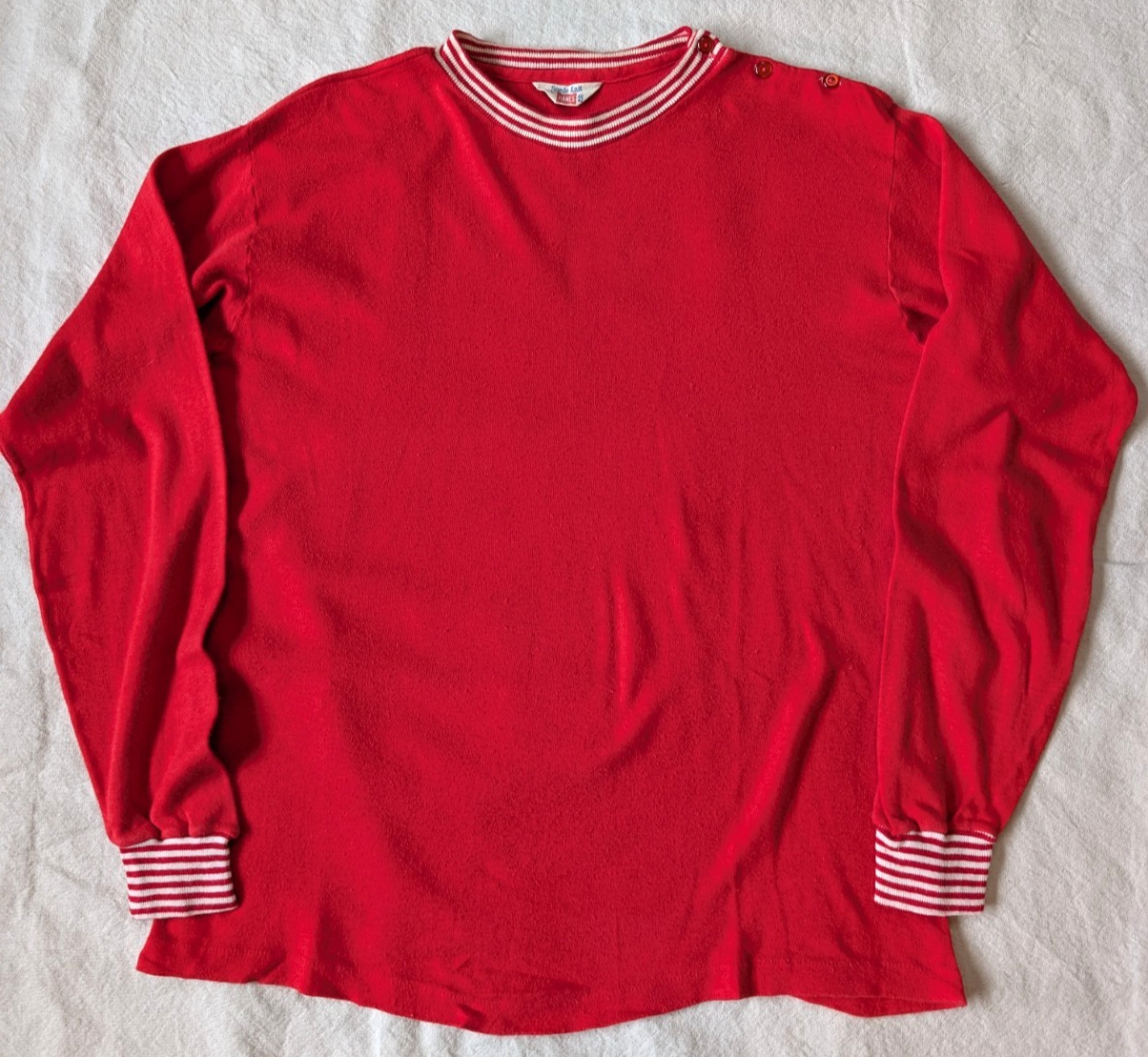 Hanes Vintage 60s Suede Knit Red Leisure Pajama 2 Piece Sweat Set Size LG