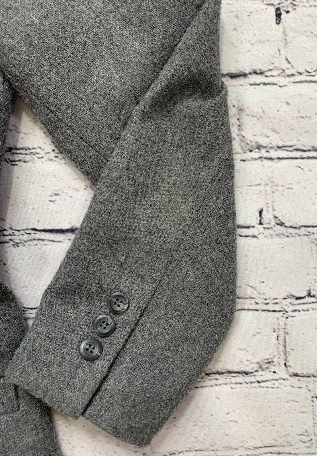 VTG Sasson Women’s Size 8/9 Wool Blend Gray Blazer One Button & Single Breasted