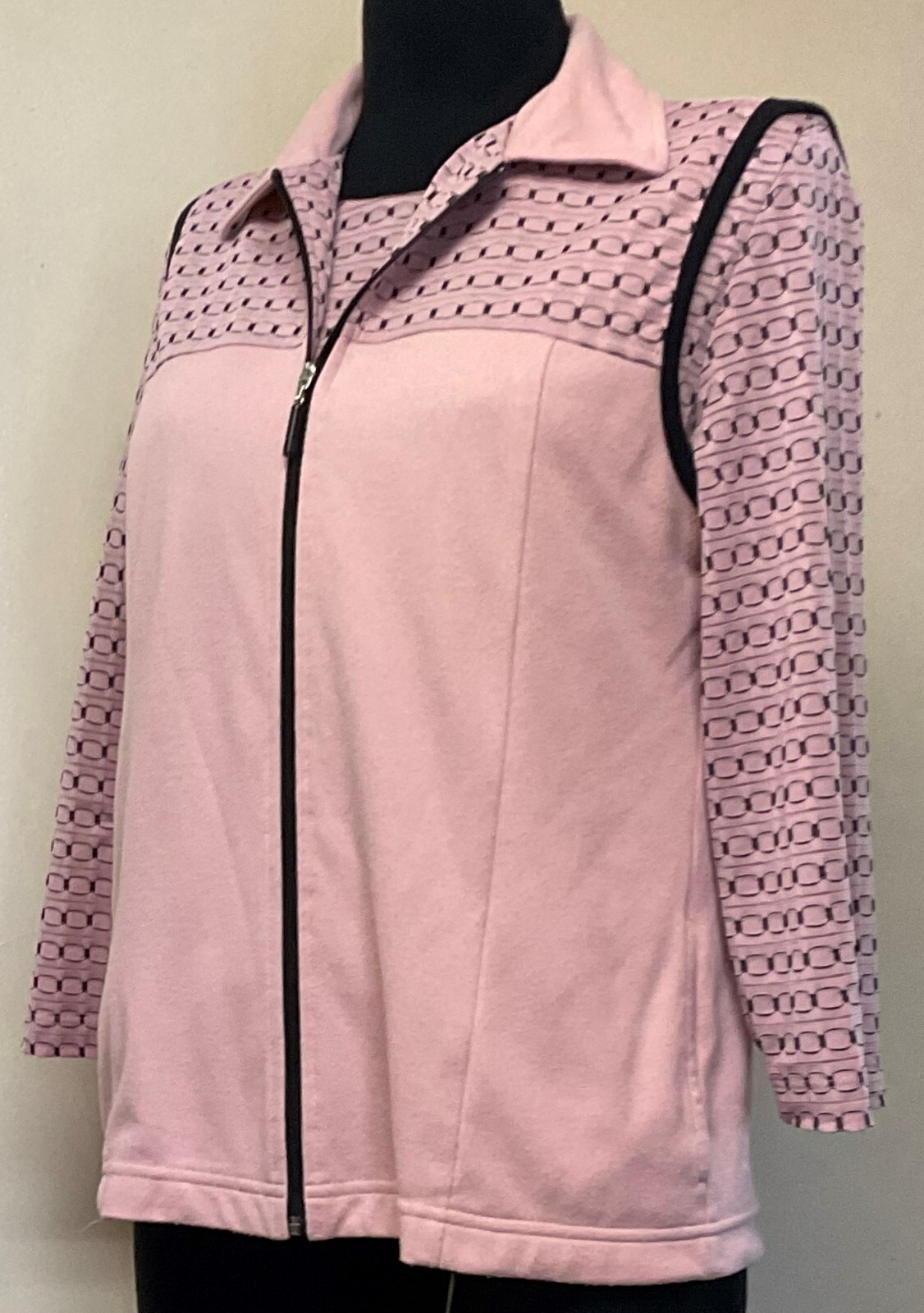Vintage Pink w/Black Trim Jacket Set by Cafe Au Lait Made in Canada Size Medium