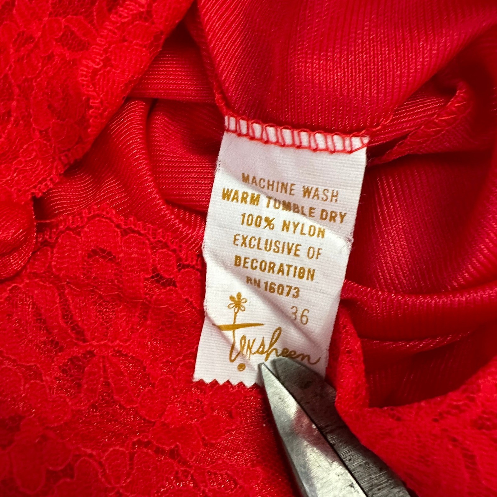 Texsheen Womens Vintage Pajama Set Size M Red Boudoir Feminine Romantic Mod