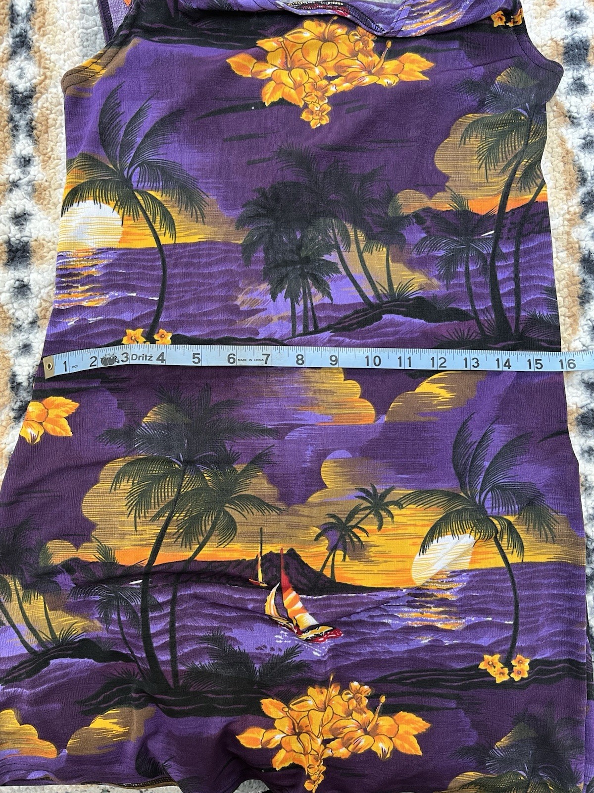 Vintage 90s Body Con Purple Beach Dress With Orange Accents Size L