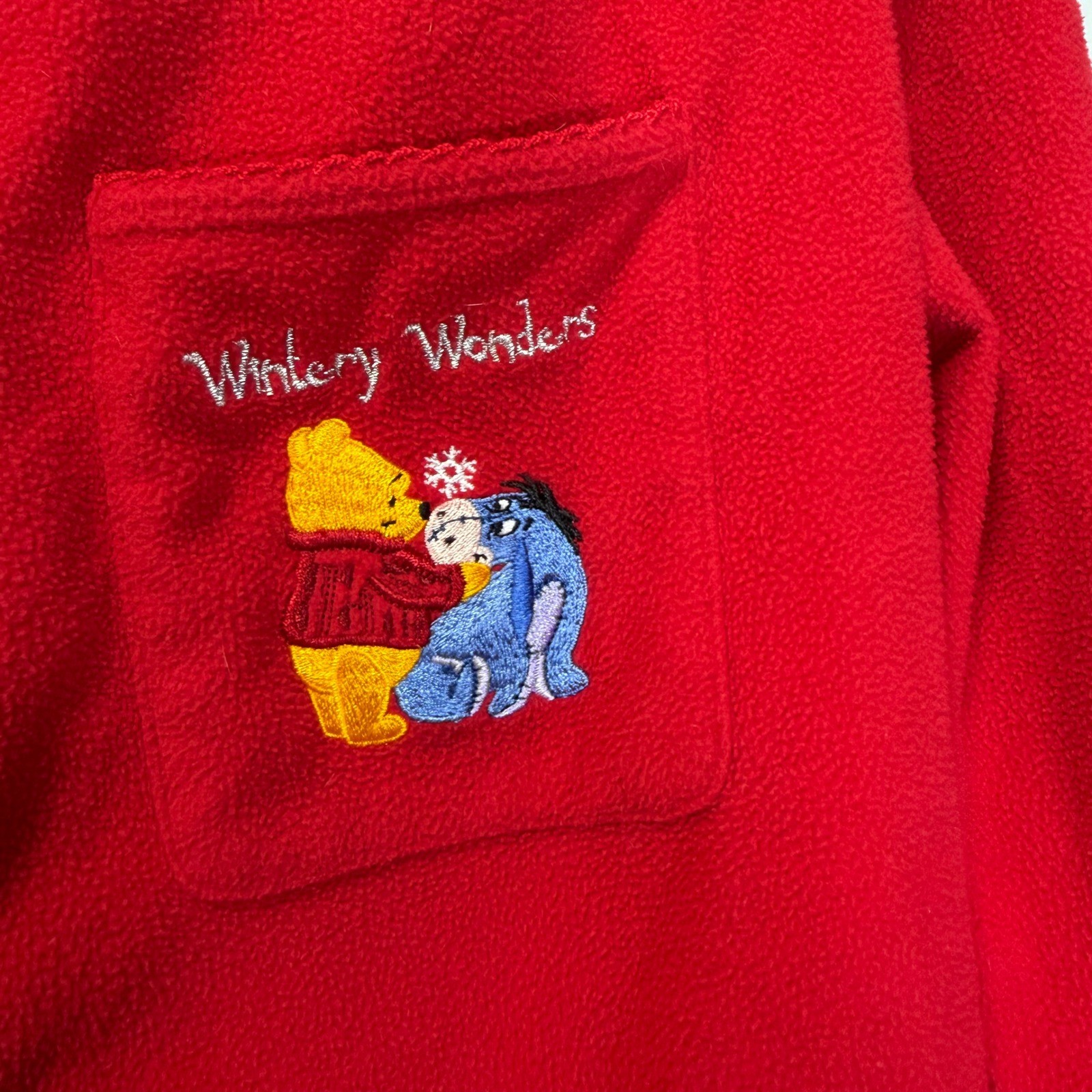 Vintage Disney Store Winnie the Pooh Eeyore Red Fleece Pajama Set Womens Medium