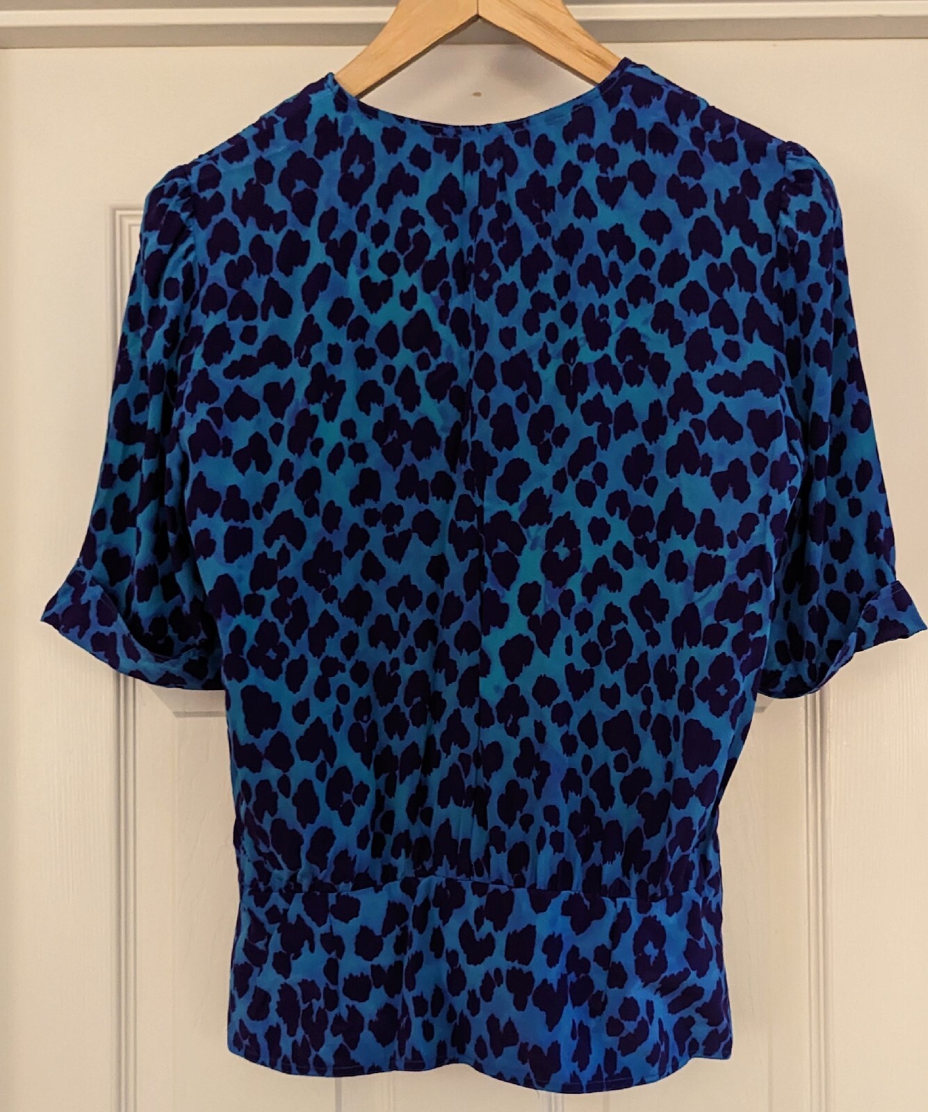 Vintage Jean Louis Scherrer Boutique JLS Animal Print Blouse Blue/Purple 42