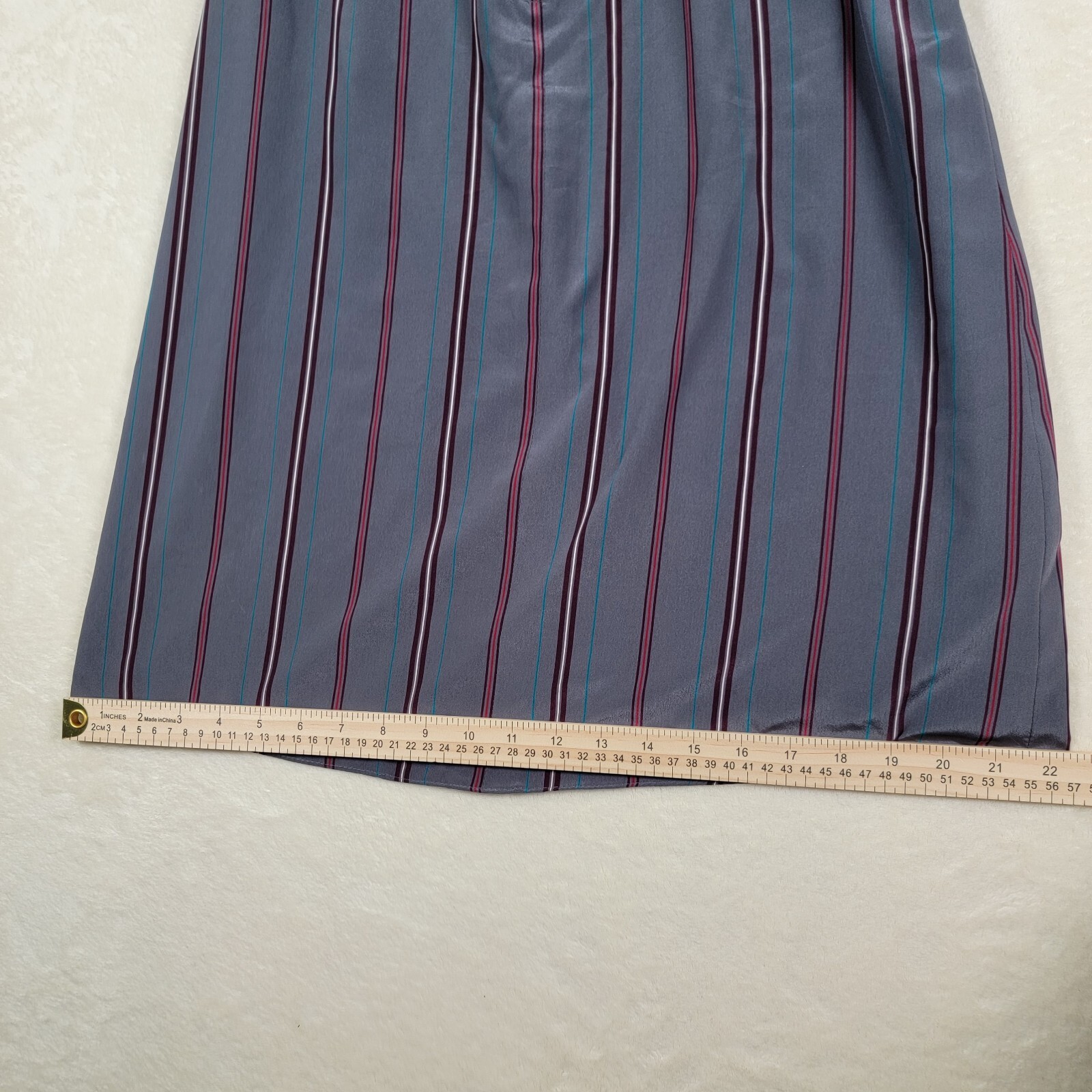 Vintage Stirling Cooper Gray With Red Pinstripes Pencil Skirt 7/8