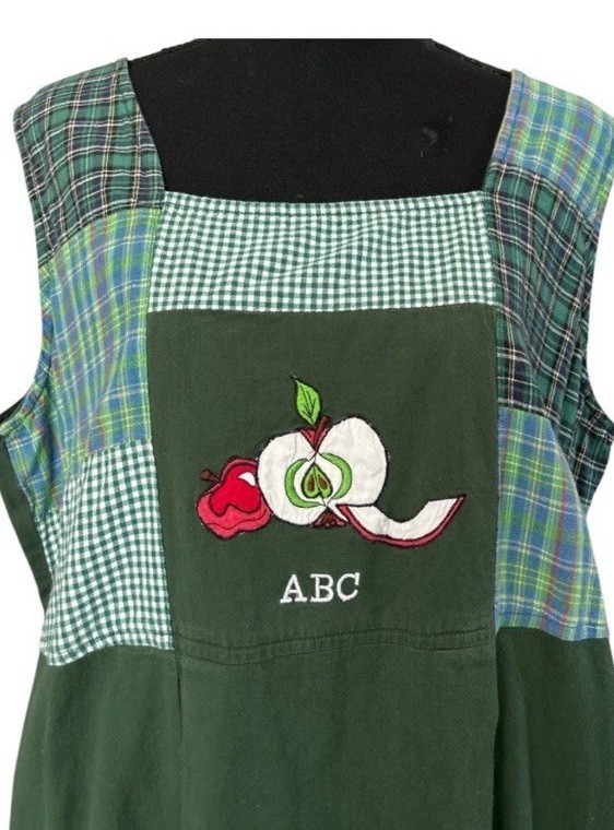 VINTAGE! TWO TWENTY! „ABC” UNIQUE JUMPER DRESS! PATCHWORK, EMBROIDERED! *RARE* !