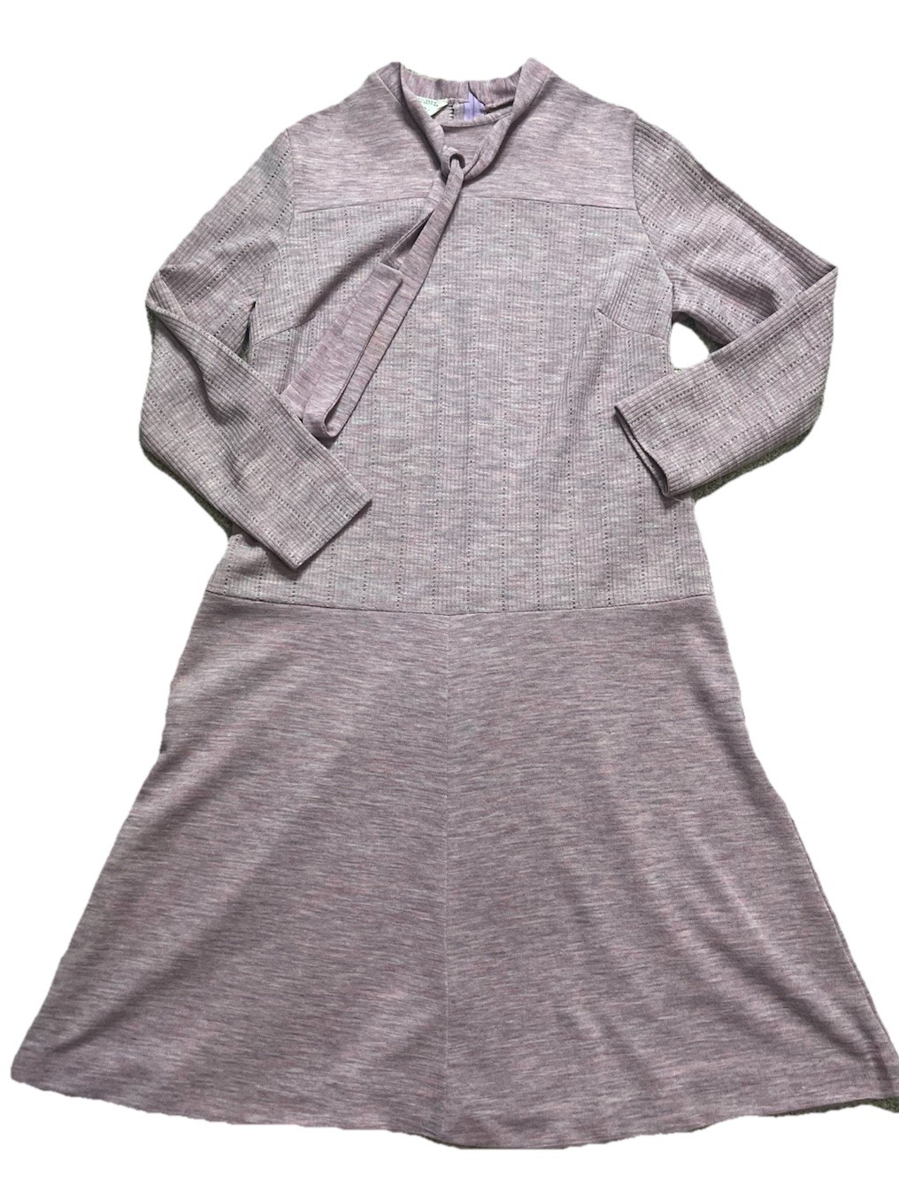 Vtg Lady Blair Dress Heathered Purple Neck Tie Women’s Size 16.5