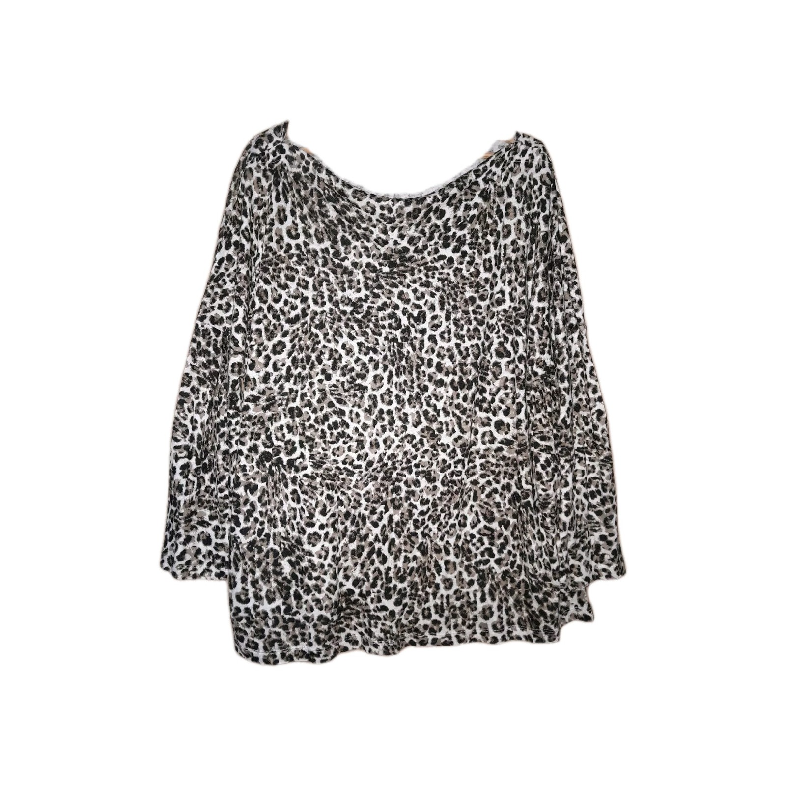 Sussan Animal Print Linen Blend 3/4 Sleeve Lightweight Stretch Top Size XXL