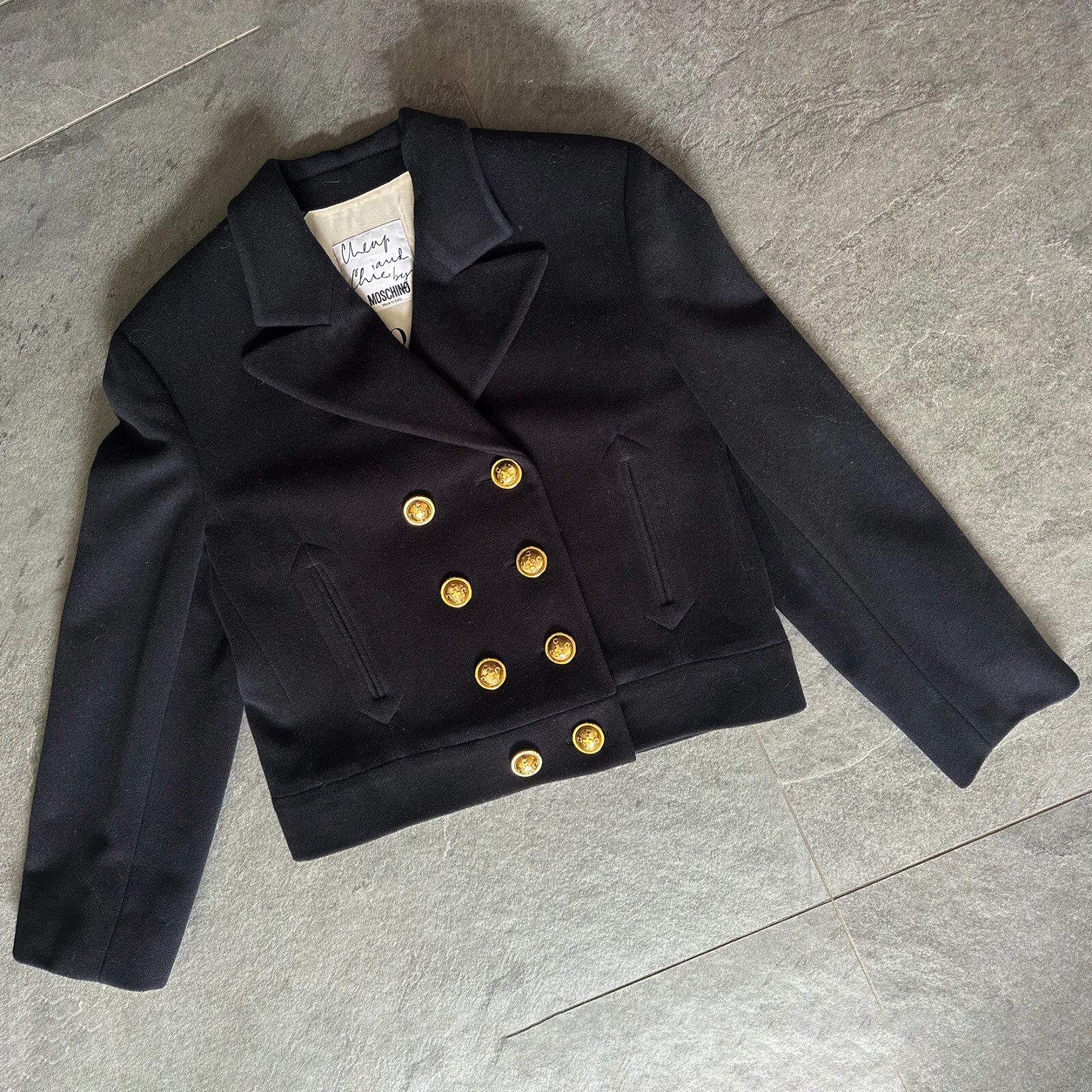MOSCHINO CHEAP and CHIC blue navy wool & mohair jacket size 42 from F/W 1992/93