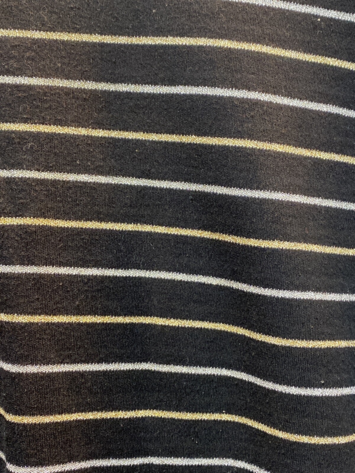 Vintage Molto Fino Cotton Black With Gold And Silver Stripes Women’s Shirt Sz S