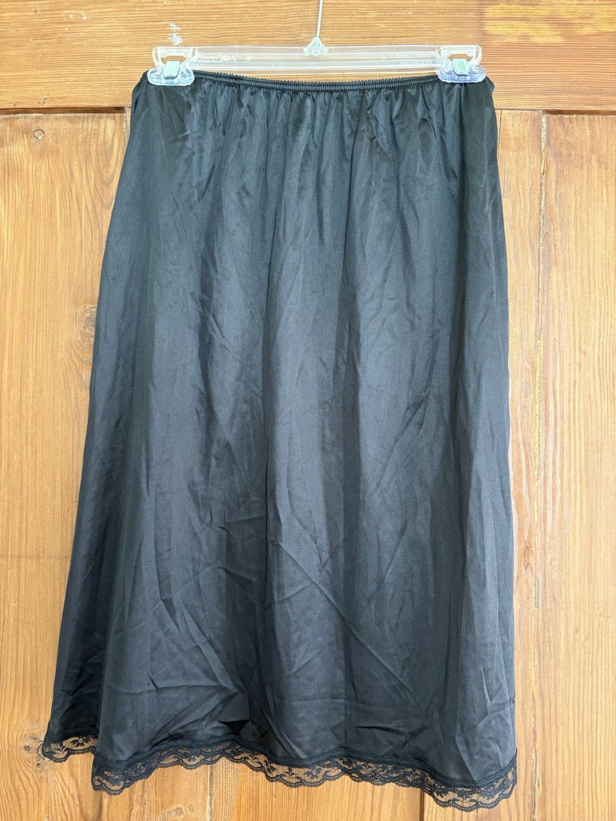 Vintage USA Warners Perfect Measure Black Antron Nylon Half Slip L
